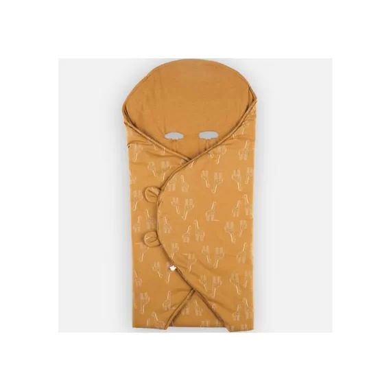 Couverture nomade en jersey bio Mix & Match ocre