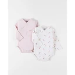 Ensemble De 2 Bodies Popsie En Coton Écru/rose Clair – Blanc Blanc