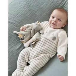 Pyjama 1 Pièce Rayé En Velours Gris