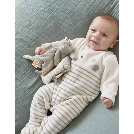Pyjama 1 Pièce Rayé En Velours Gris
