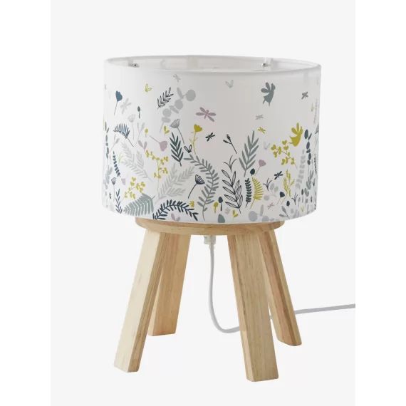 Lampe de chevet bois PAPILLON blanc