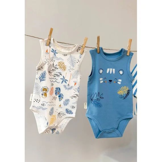 Lot De 2 Bodies Bébé Sans Manches Biscarosse Bleu