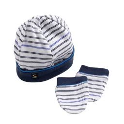 Bonnet Et Moufles Marinière Bleu/blanc