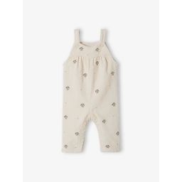 Salopette bébé en velours brodé écru