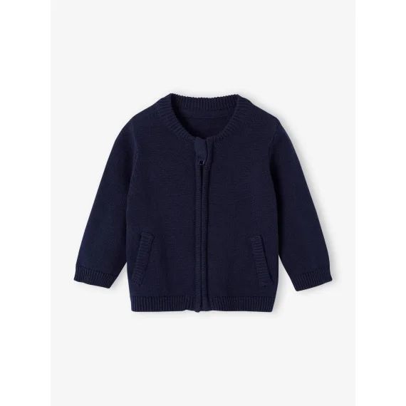 Cardigan zippé bébé esprit teddy marine