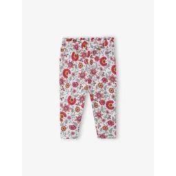 Pantalon fleuri bébé taille élastiquée écru