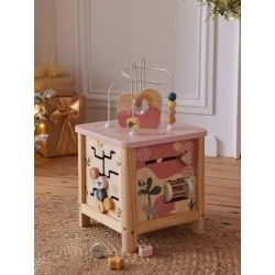 Grand cube d&rsquo;activités en bois FSC® rose