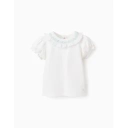 T-shirt Avec Volants Et Fil Bleu Blanc