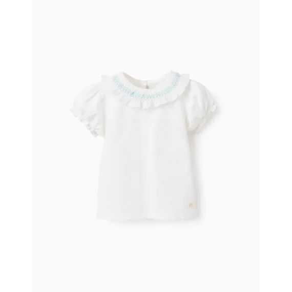 T-shirt Avec Volants Et Fil Bleu Blanc