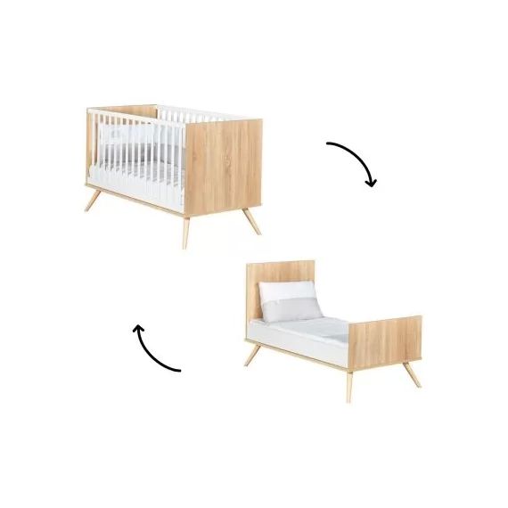 Lit bébé évolutif en lit junior Little Big Bed Seventies (70 x 140 cm)