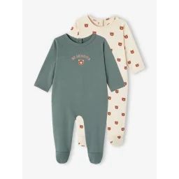 Lot 2 dors-bien Teddy bear en molleton garçon vert