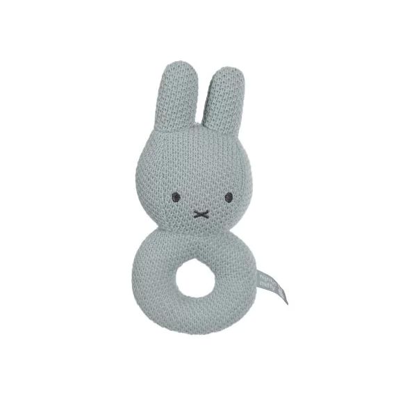Anneau hochet en tricot Miffy vert amande