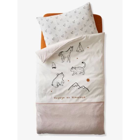 Housse de couette bébé PETIT NOMADE écru / gris chiné