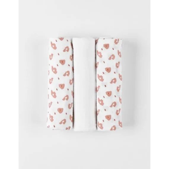 Lot De 3 Langes En Mousseline De Coton, Blanc,terracotta Blanc