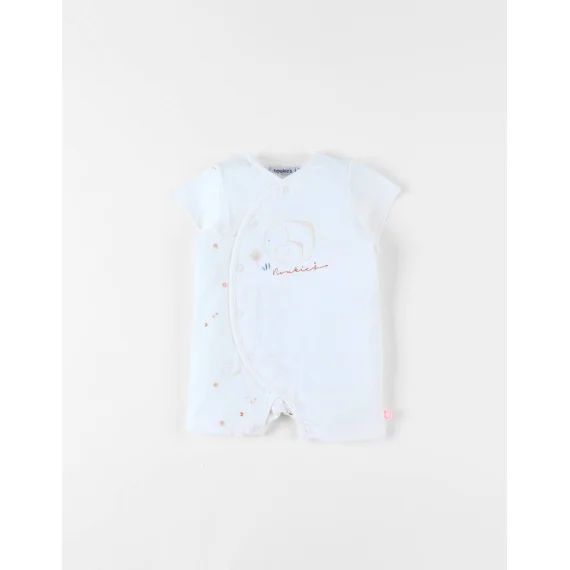 Combishort Naissance Éléphant En Jersey Blanc