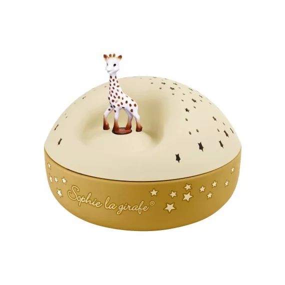 Veilleuse projecteur d&rsquo;étoiles musical Sophie la girafe jaune (12 cm)