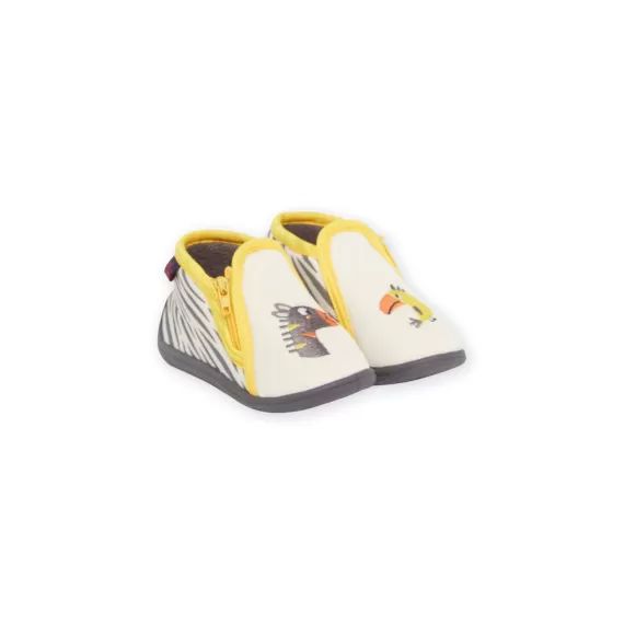 Bottillons Gris Chiné, Gris Et Jaunes Zèbre Bébé Garçon