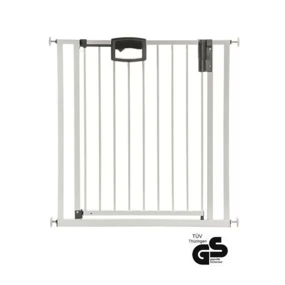Barrière de porte et d&rsquo;escalier Easylock Plus en métal à fixer par pression 80,5 cm – 88,5 cm blanc
