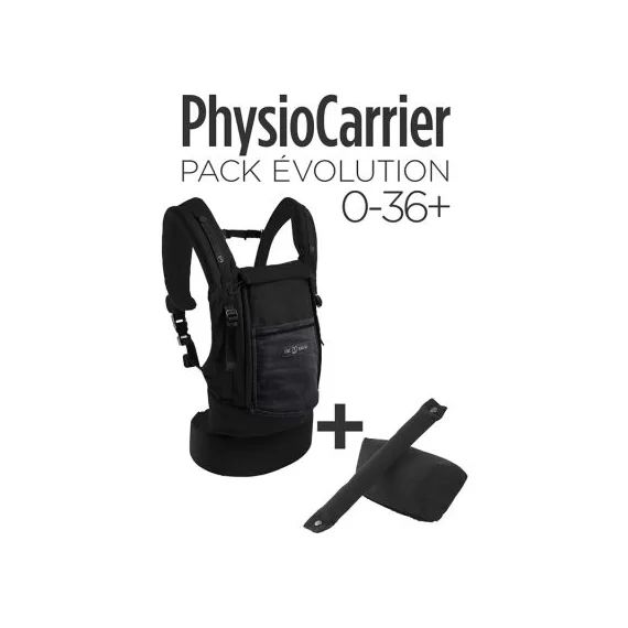 Pack Evolution porte bébé PhysioCarrier noir/gris + booster nouveau-né
