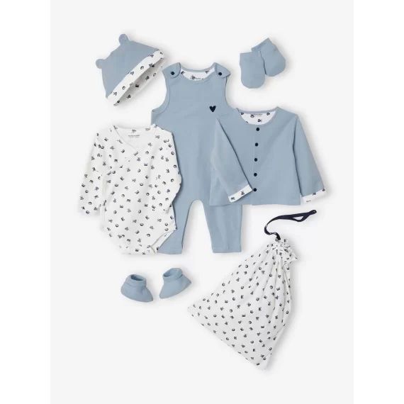 Kit naissance 6 pièces personnalisable + sac bleu