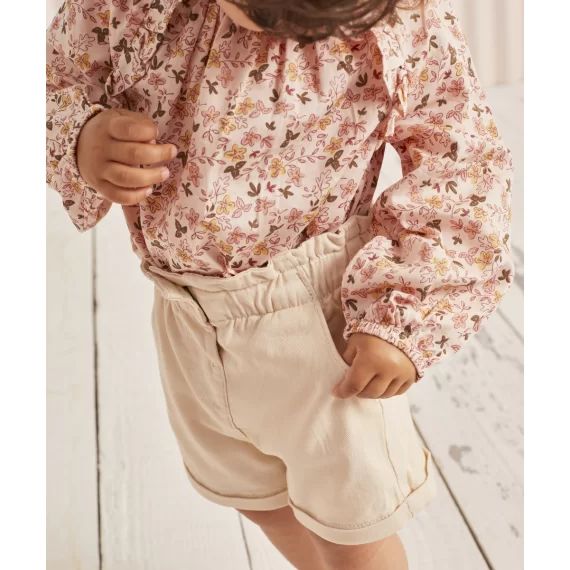Short bébé fille en fibres recyclées écru –  – Soldes