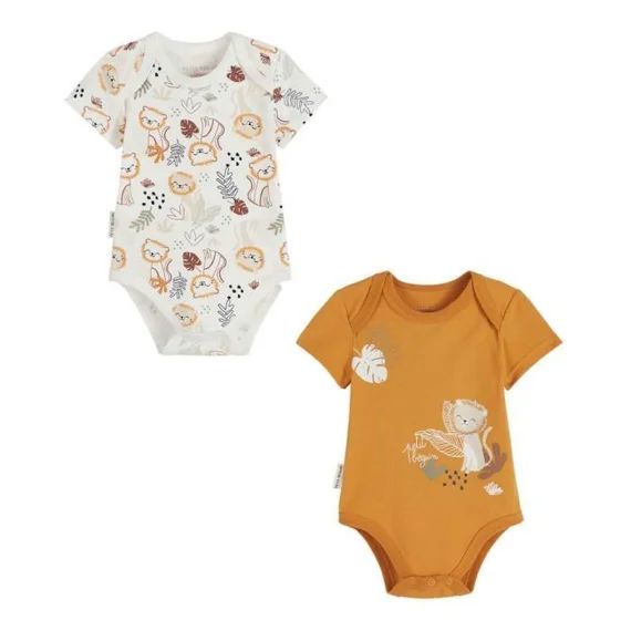 Lot De 2 Bodies Bébé Manches Courtes Amazonia Orange
