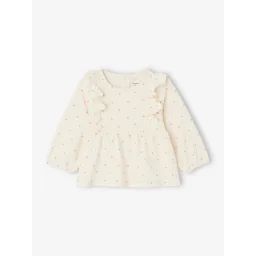 T-shirt à pois et volants bébé fille écru