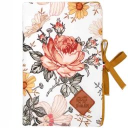 Protège Carnet De Santé Bébé En Coton Néo Vintage Blanc Imprimé Floral