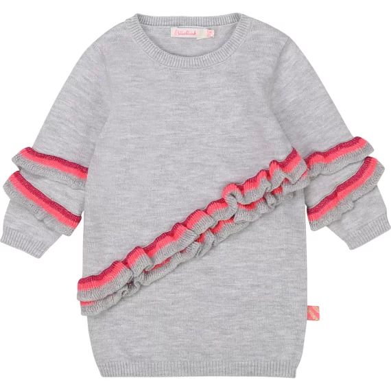 Robe en tricot avec volants Fille Gris