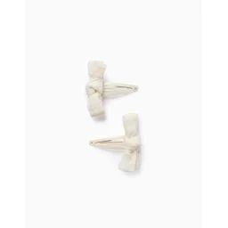 Pack 2 Pinces À Cheveux Avec Noeud En Tissu Dobby Beige Clair