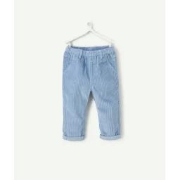 Pantalon relax bébé garçon en velours côtelé bleu