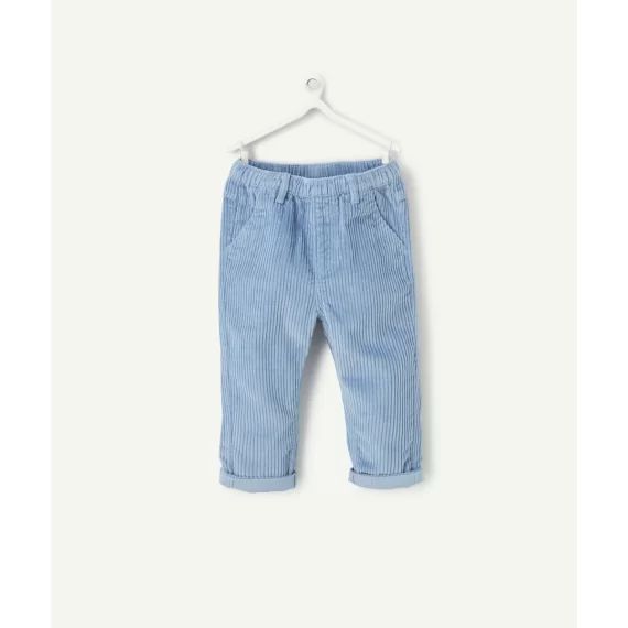 Pantalon relax bébé garçon en velours côtelé bleu