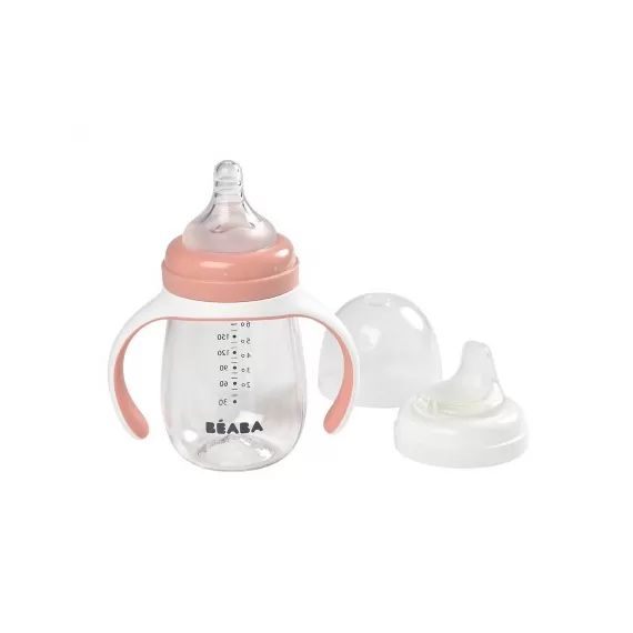 Biberon d&rsquo;Apprentissage 2-en-1 Béaba – Old Pink