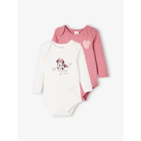 Lot de 2 bodies bébé fille Disney® Minnie violetmoyen uni avec decor