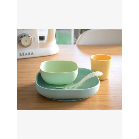 Set vaisselle 4 pièces silicone BEABA jaune