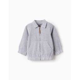 Veste À Rayures En Coton Bleu Foncé
