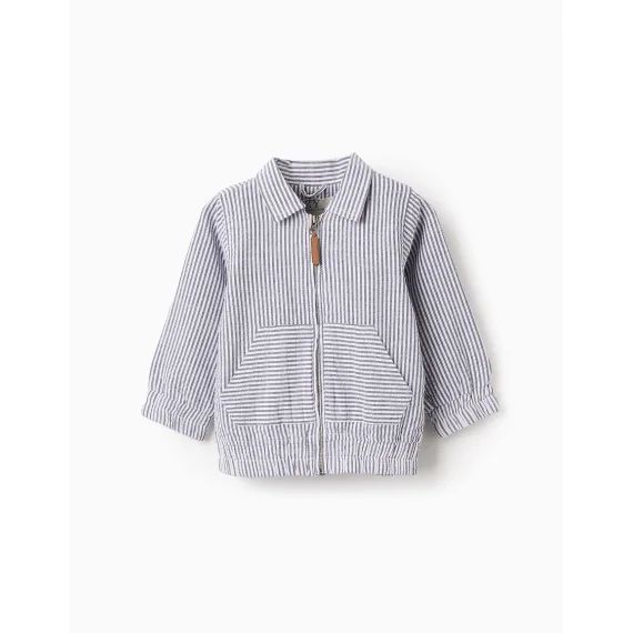 Veste À Rayures En Coton Bleu Foncé