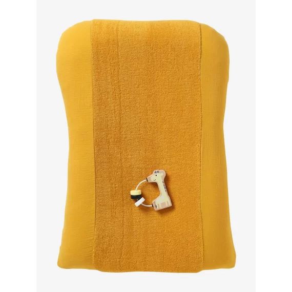 Housse matelas à langer bi-matière gaze de coton/éponge jaune épicé