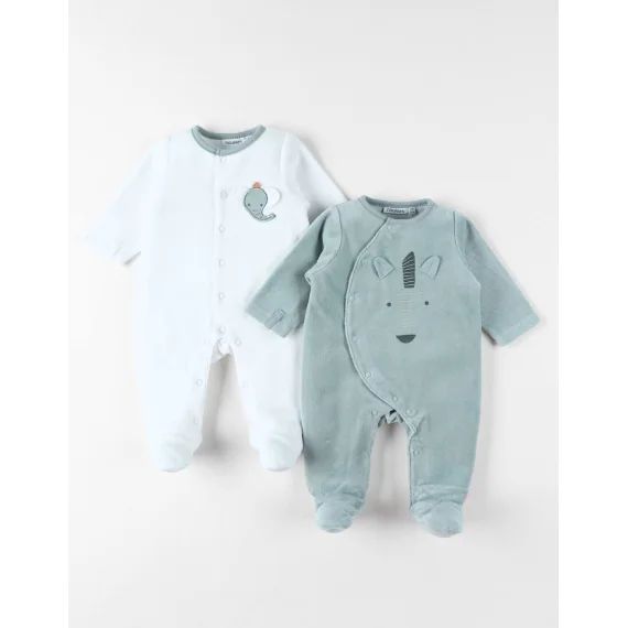 Set De 2 Pyjamas Bébé Velours Blanc