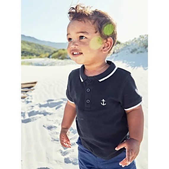 Polo bébé garçon brodé poitrine personnalisable marine