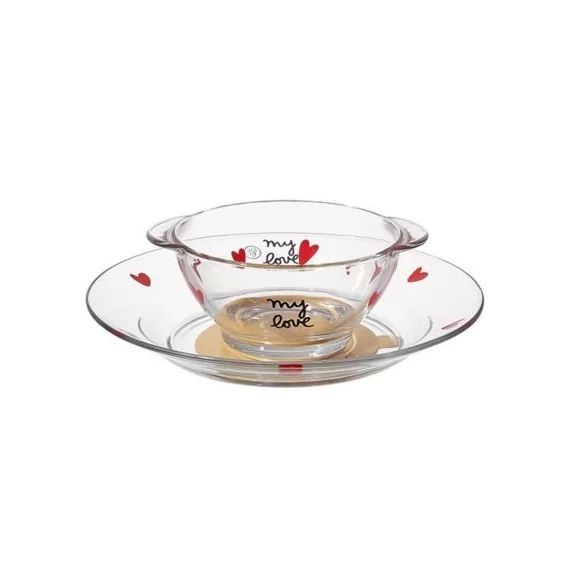 Coffret assiette + bol Duralex Cœur et ventouse
