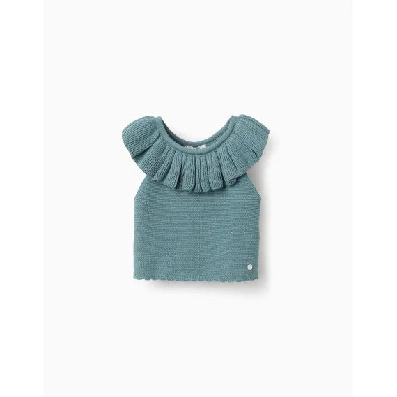 Top En Maille Avec Volants Vert Clair