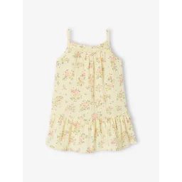 Ensemble fleuri robe et culotte naissance jaune pâle