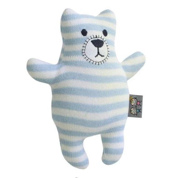 Peluche Ourson en tricot bleu