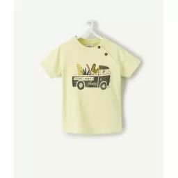 T-shirt bébé garçon en coton bio vert avec motif camion –  – Soldes