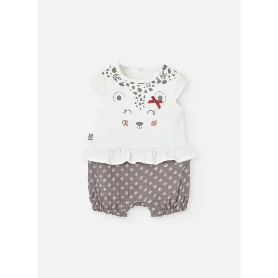 Grenouillère En Tricot Bi Matiere Blanc