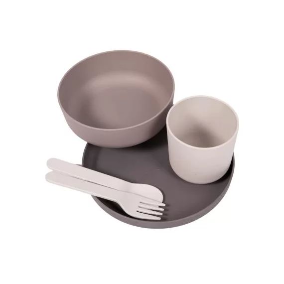 Coffret repas biodégradable gris (5 pièces)