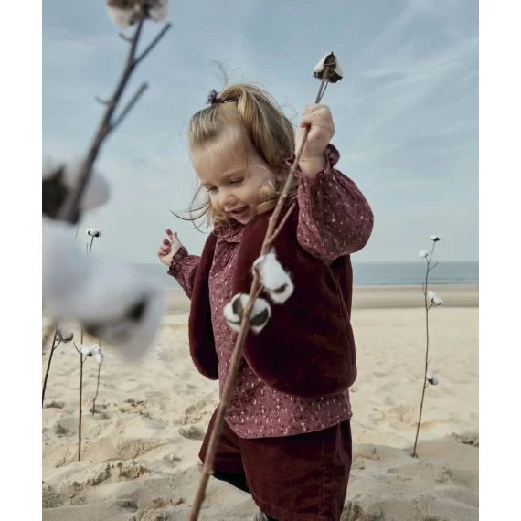 Gilet sans manches bébé fille prune en imitation fourrure –  – Soldes