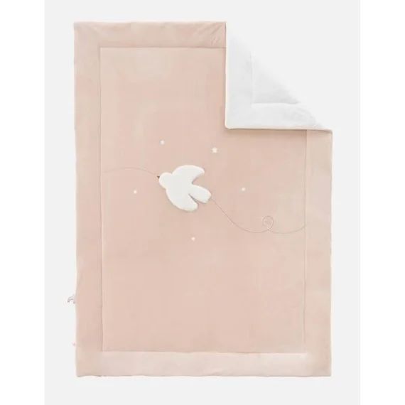 Couverture 100x14cm Veloudoux® – Colombe – Ecru Rose