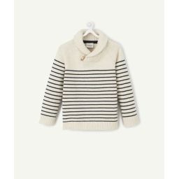 Pull en tricot rayé bébé garçon avec col montant –  – Soldes